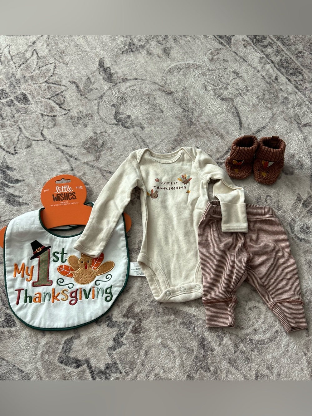 Carter's Cream 'My First Thanksgiving' Four-Piece Set with Brown Accents Newborn